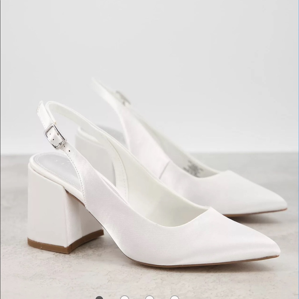 PERFECT BRIDAL SHOES - ASOS DESIGN Sammy slingback mid heels in IVORY size 9used